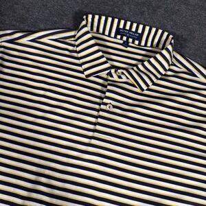 Peter Millar Crown Crafted Polo Shirt Mens Large Striped Blue Yellow Performance